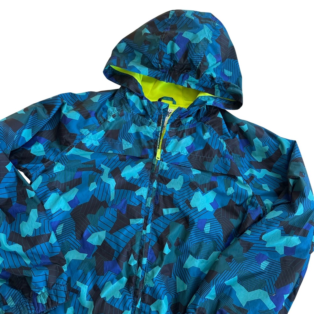 Gymboree‎ Boys Blue Geometric Camo Windbreaker Rain Jacket Mesh Lined L 10-12